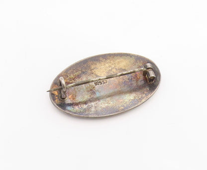 925 Sterling Silver Vintage Brooch EUROPE Enameled Winter Scenery  BP11774