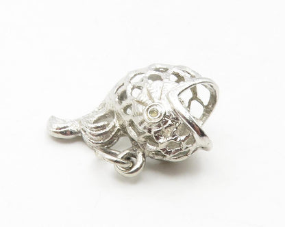 925 Sterling Silver  Shiny Fish Motif Open Mouth Petite Drop Pendant  PT9442