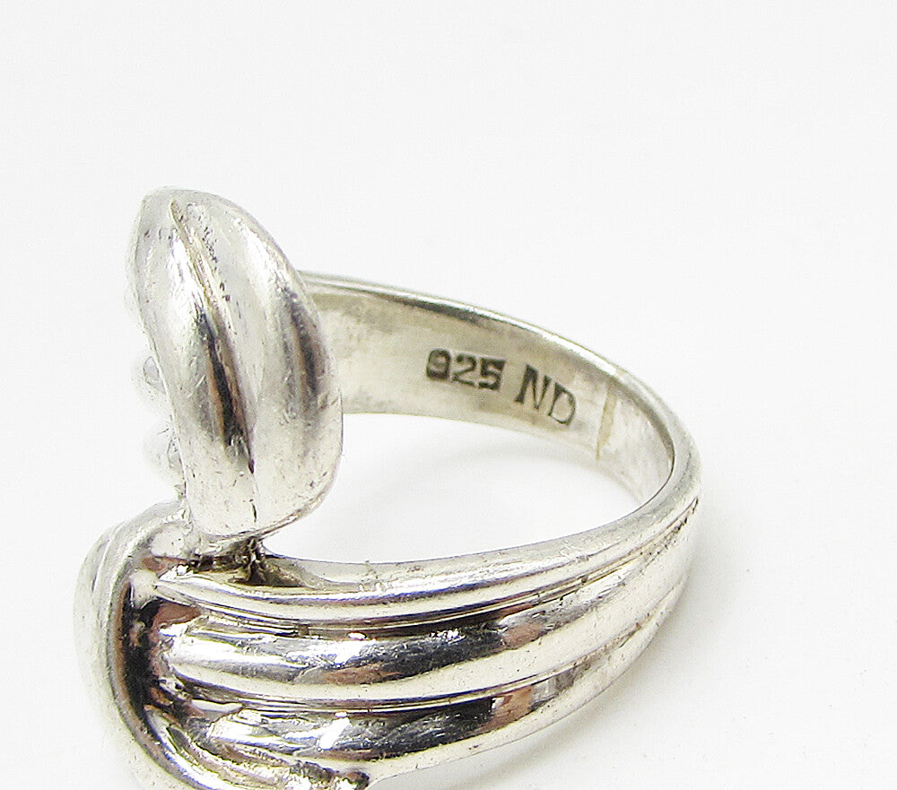 925 Sterling Silver  Vintage Art Deco Bypass Band Ring Sz 7  RG3339