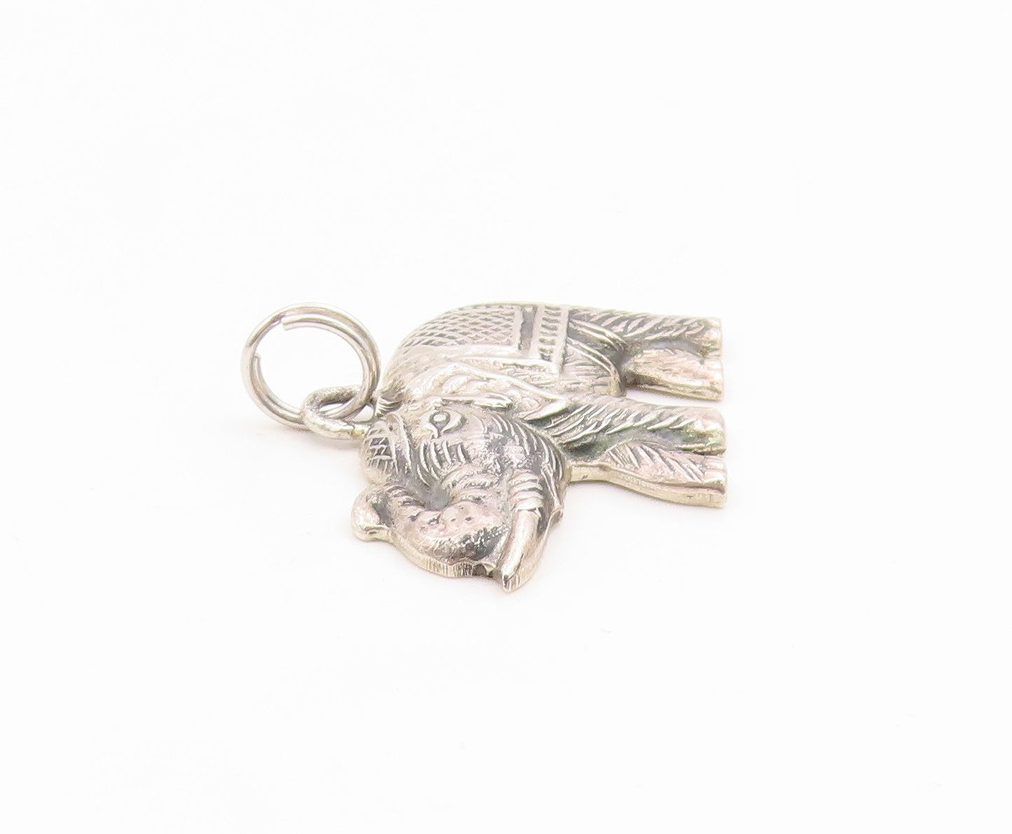 925 Sterling Silver Vintage Pendant Etched Majestic Royal Elephant Charm PT25923