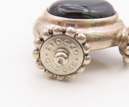 ESPO SIG 925 Sterling Silver  Vintage Cabochon Cut Black Onyx Pendant  PT17049
