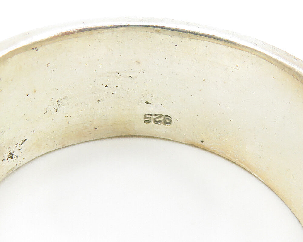 925 Sterling Silver Vintage Oxidized Floral Vine Large Band Ring Sz 14.5 RG17876