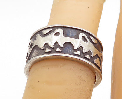 MEXICO 925 Sterling Silver  Vintage Oxidized Pattern Band Ring Sz 6  RG5503