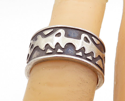 MEXICO 925 Sterling Silver  Vintage Oxidized Pattern Band Ring Sz 6  RG5503