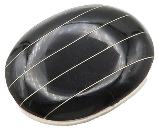 CII MEXICO 925 Sterling Silver  Vintage Black Onyx Striped Brooch Pin  BP6139