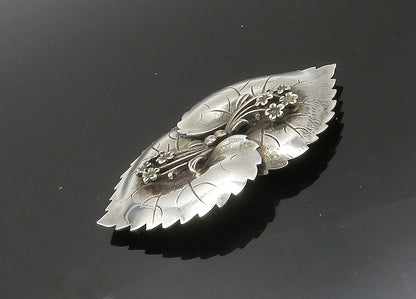 HENRY BACA NAVAJO 925 Silver  Vintage Shiny Floral Leaves Brooch Pin  BP8085