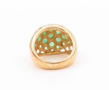 925 Sterling Silver Vintage Ring Gold Plated Net Effect Emerald  Sz 5  RG32320