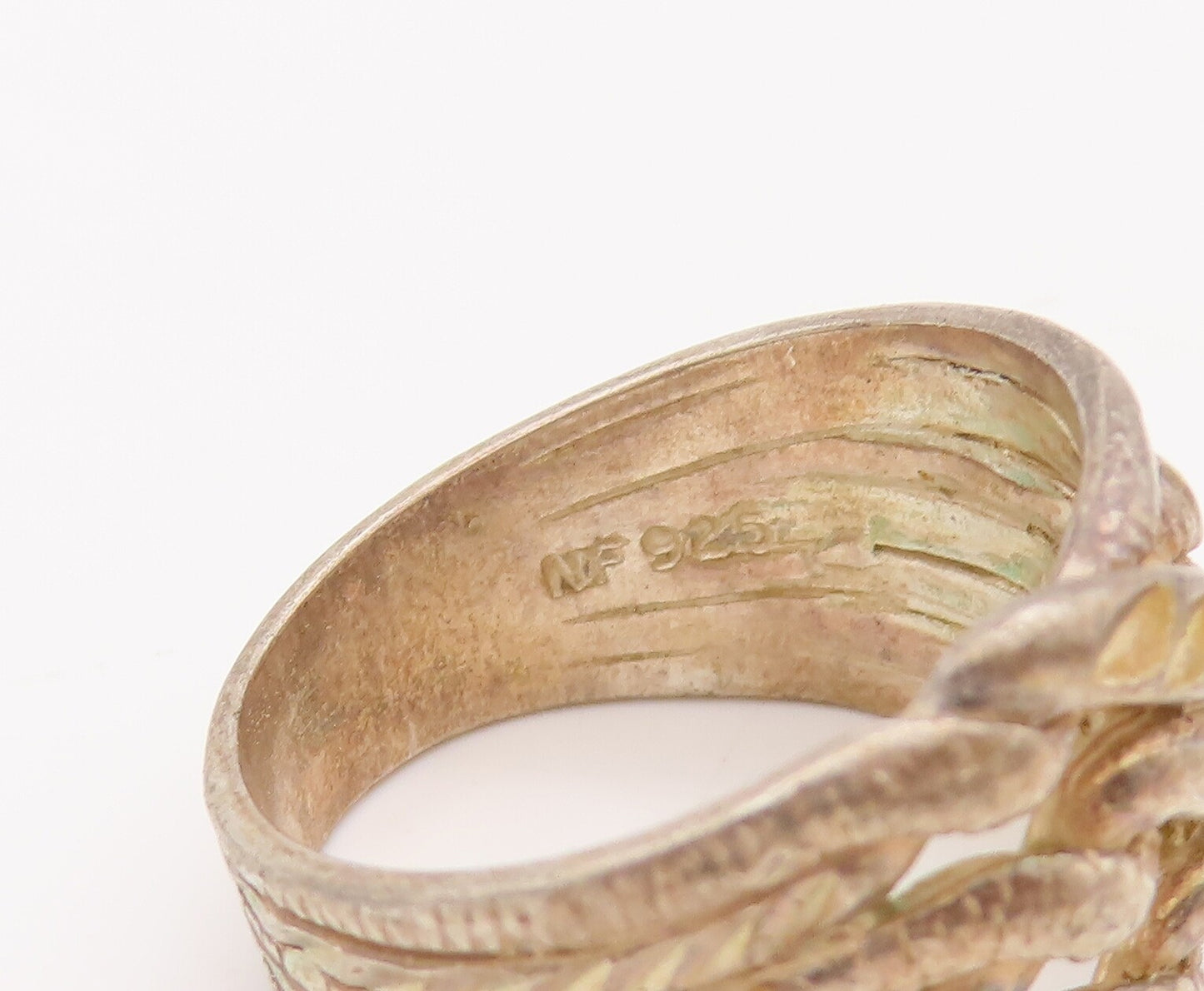 925 Sterling Silver Vintage Ring Solid Twisted Rope Knot Carved  Sz 7  RG28261