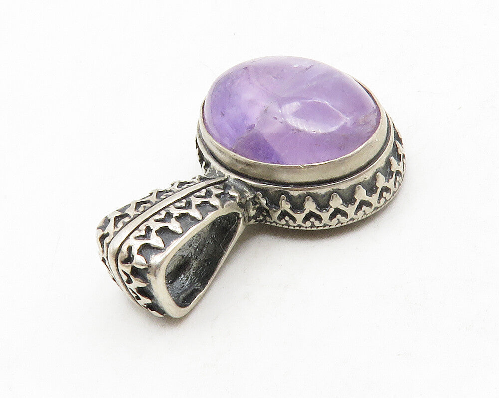 CAROLYN POLLACK RELIOS 925 Silver  Vintage Cabochon Amethyst Pendant  PT10682