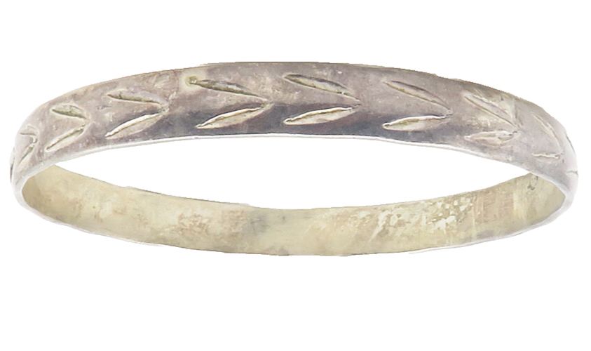 MEXICO 925 Sterling Silver  Vintage Arrow Etched Bangle Bracelet  BT4770