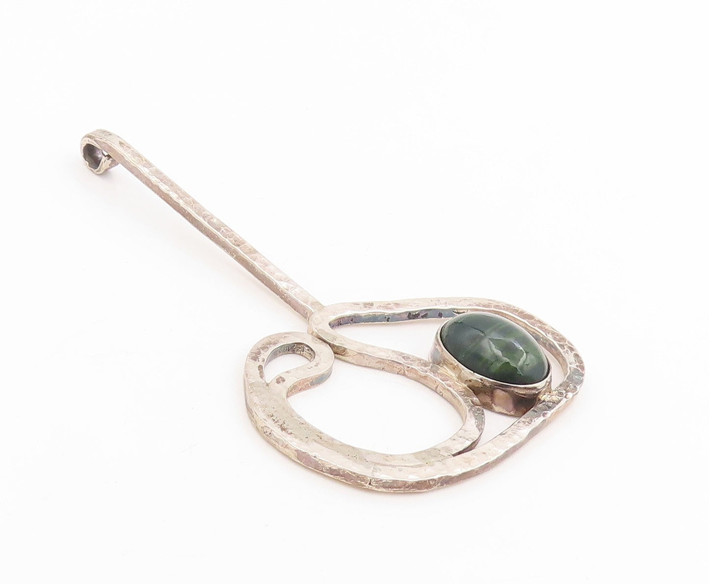 925 Sterling Silver Vintage Pendant Cabochon Gemstone Modernist Locket  PT25448