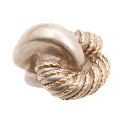14k Gold 925 Sterling Silver Vintage Ring Interlocked Design Rope Sz 6.5 RG32456