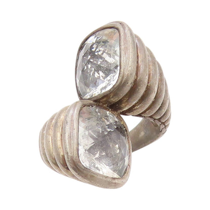 925 Sterling Silver Vintage Ring JOHN HARDY Dark Tone Carved CZ  SZ 9  RG32053