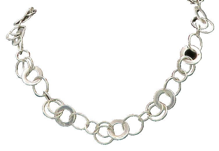 DAVID SIGAL 925 Sterling Silver Vintage Open Circle Link Chain Necklace  NE2811