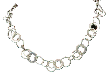 DAVID SIGAL 925 Sterling Silver Vintage Open Circle Link Chain Necklace  NE2811