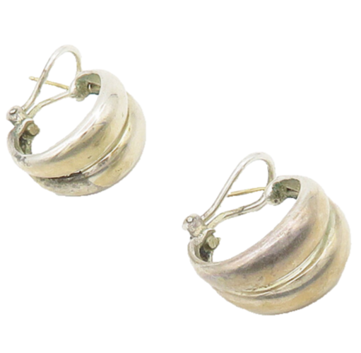 ESPO 925 Silver & 14K GOLD  Vintage Shiny Round Curved Drop Earrings  EG9142