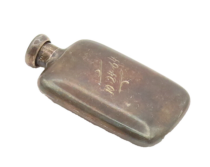 925 Silver Vintage Rectangular Etched Calligraphed P Bottle (OPENS) TR3532