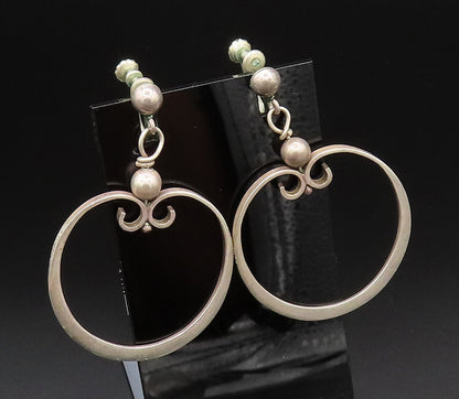 925 Silver  Vintage Swirled Circle & Bead Ball Screw Back Earrings  EG12212