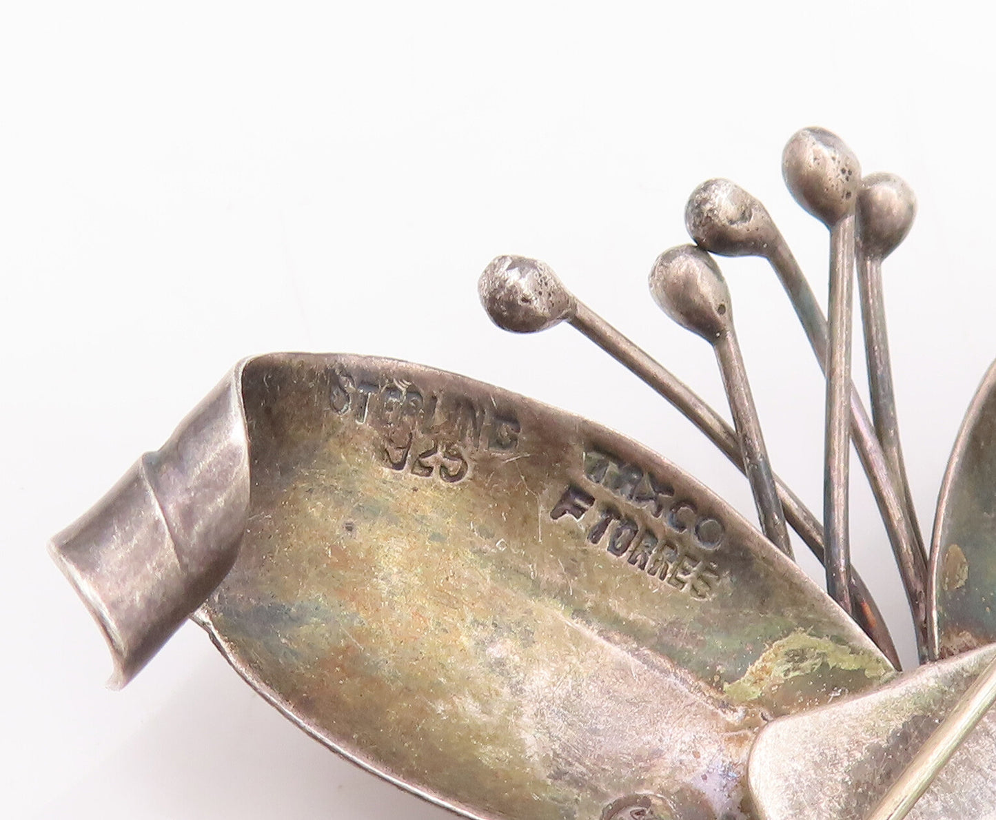 TORRES TAXCO 925 Silver  Vintage 3D Carved Large Flower Brooch Pin  BP10504