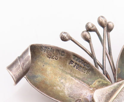 TORRES TAXCO 925 Silver  Vintage 3D Carved Large Flower Brooch Pin  BP10504