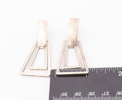 925 Sterling Silver Vintage Earrings MEXICO Trapezoid Rectangle Cut Top  EG13431