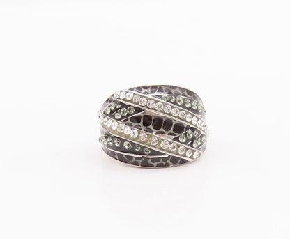 925 Sterling Silver Vintage Ring DAVID SIGAL Snake Skin & CZ  Sz 10.5  RG28276