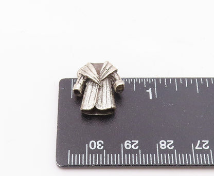 925 Sterling Silver  Vintage Sculpted Winter Coat Motif Pendant  PT21365