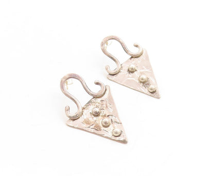 925 Sterling Silver Vintage Earrings Antique Carved Trible Design  EG13310
