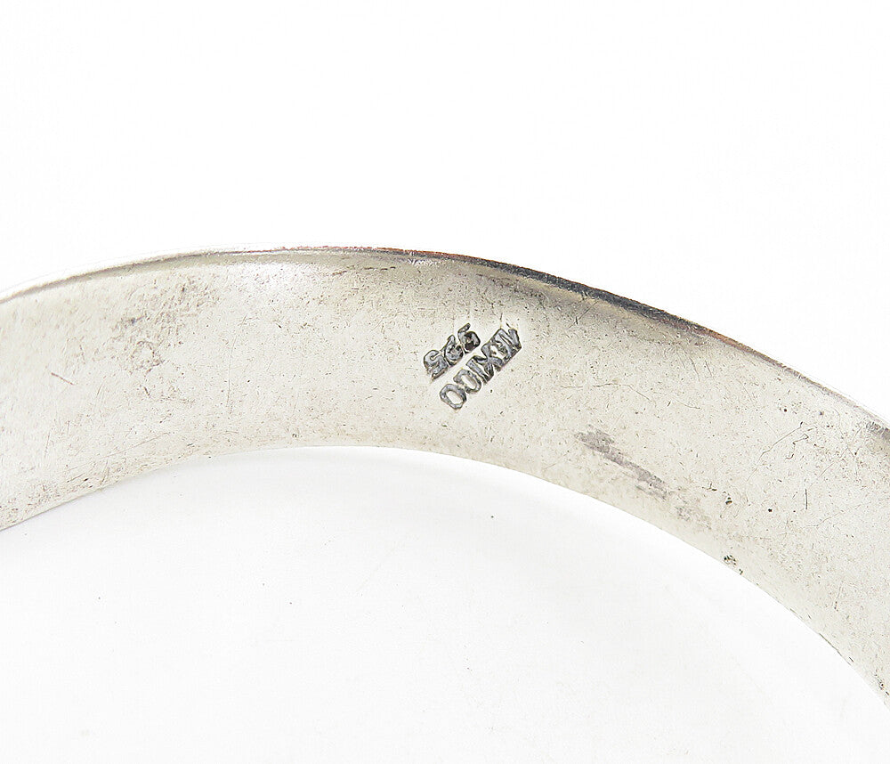 TAXCO 925 Sterling Silver  Vintage Glass Art Shiny Open Cuff Bracelet  BT3548