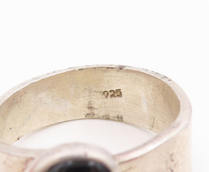 925 Sterling Silver Vintage Ring Cabochon Black Onyx Wrap Band  Sz 10.5  RG36053