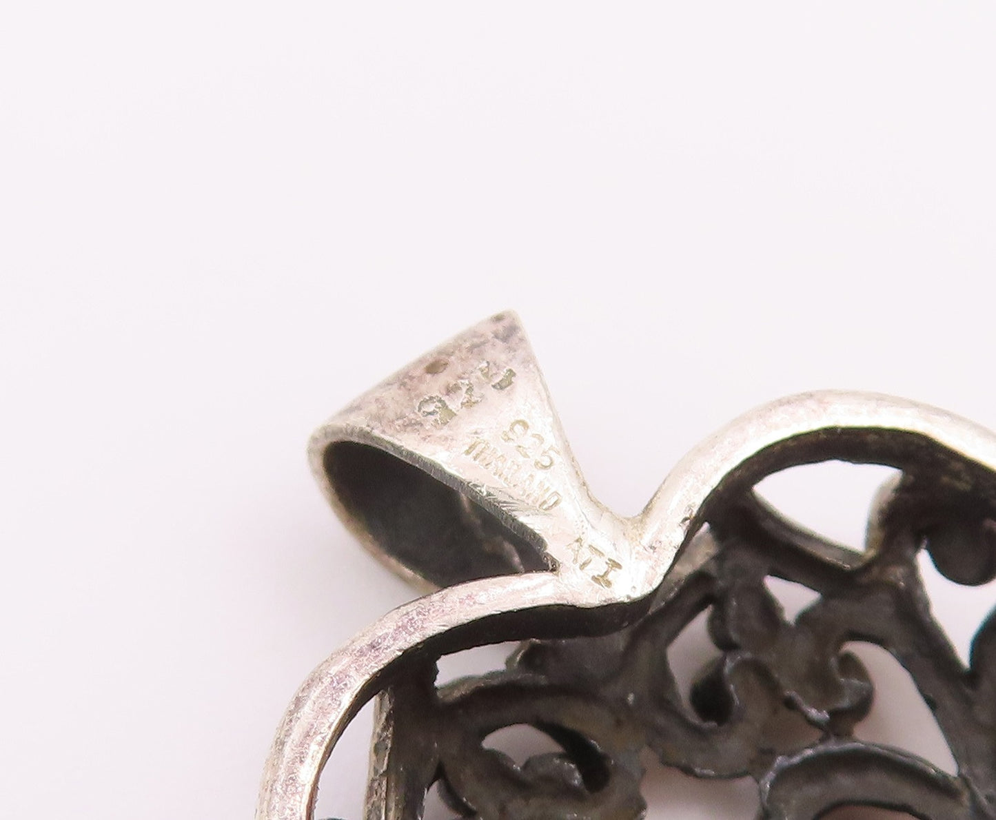 925 Sterling Silver  Vintage Open Swirl Love Heart Dome Pendant  PT15805