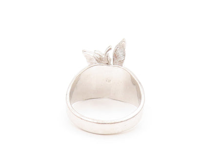 925 Sterling Silver Vintage Ring Designer CZ Inlay Cutout Butterfly Sz 7 RG31893