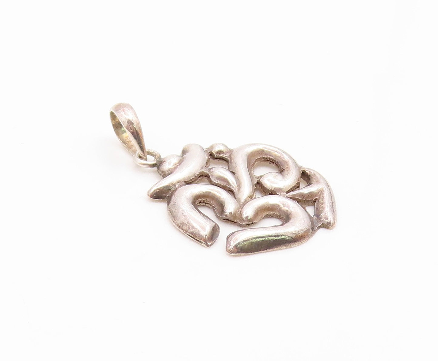 925 Sterling Silver Vintage Carved Hollow Yoga Symbol Pendant  PT21369