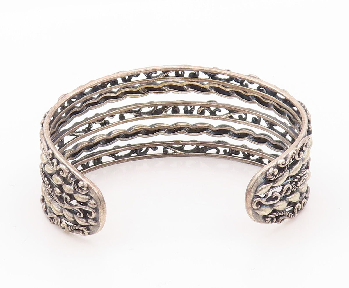 925 Sterling Silver Vintage Bracelet CAROLYN POLLACK Cutout Carved Cuff  BT10816