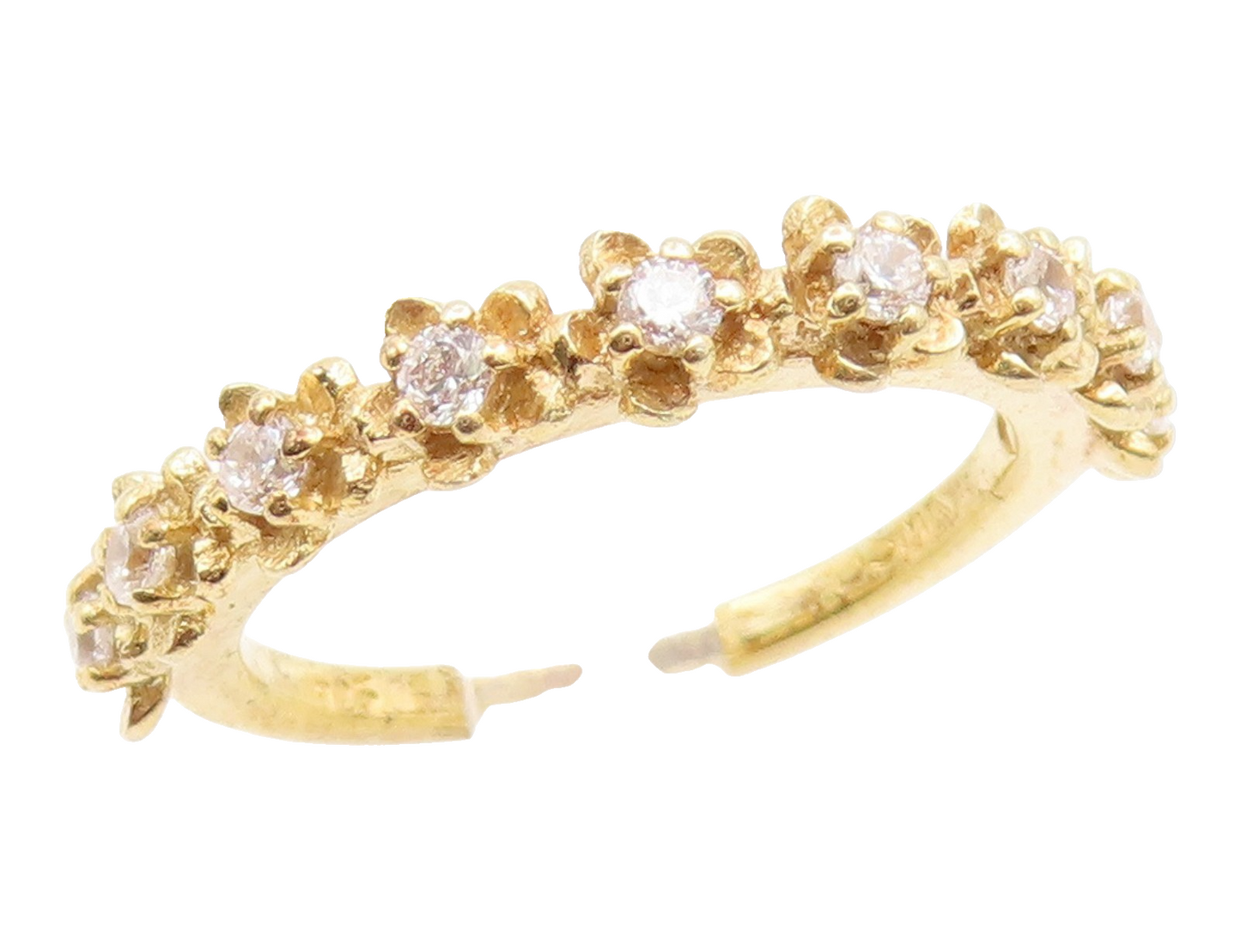 925 Sterling Silver Vintage Ring Gold Plated CZ Floral Link Band  Sz 7  RG35214