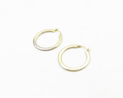 925 Sterling Silver Vintage Gold Plated Floral Vine Etched Hoop Earrings  EG9655