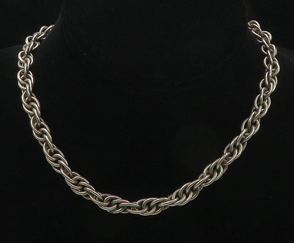 925 Sterling Silver  Vintage Smooth Oval Cluster Link Chain Necklace  NE2904