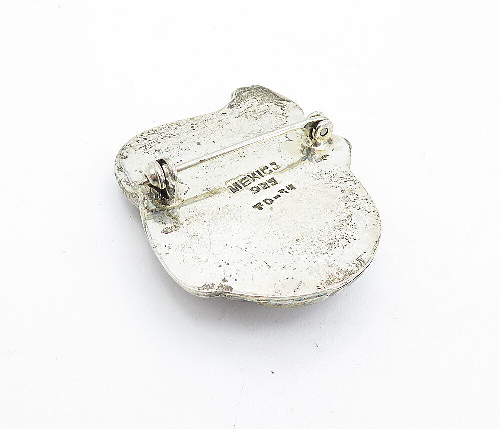 MEXICO 925 Sterling Silver  Vintage Cat On Ball On Yarn Brooch Pin  BP1834