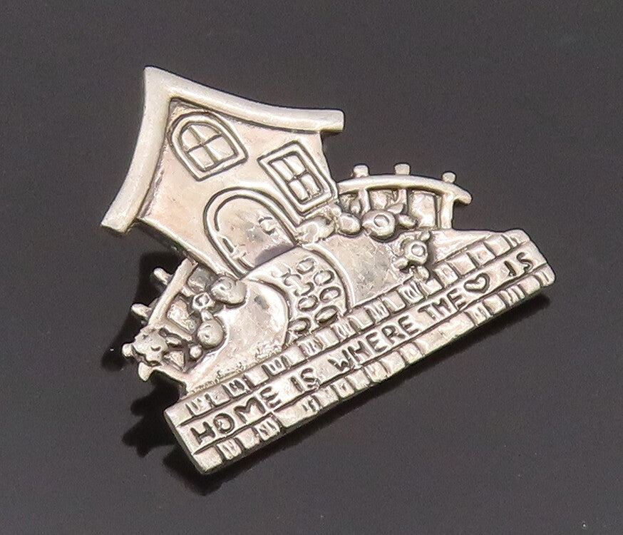 925 Sterling Silver Vintage Brooch Pin MARY ENGELBREIT Solid Carved Home BP10677