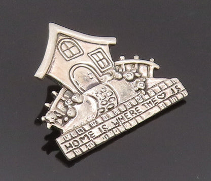 925 Sterling Silver Vintage Brooch Pin MARY ENGELBREIT Solid Carved Home BP10677