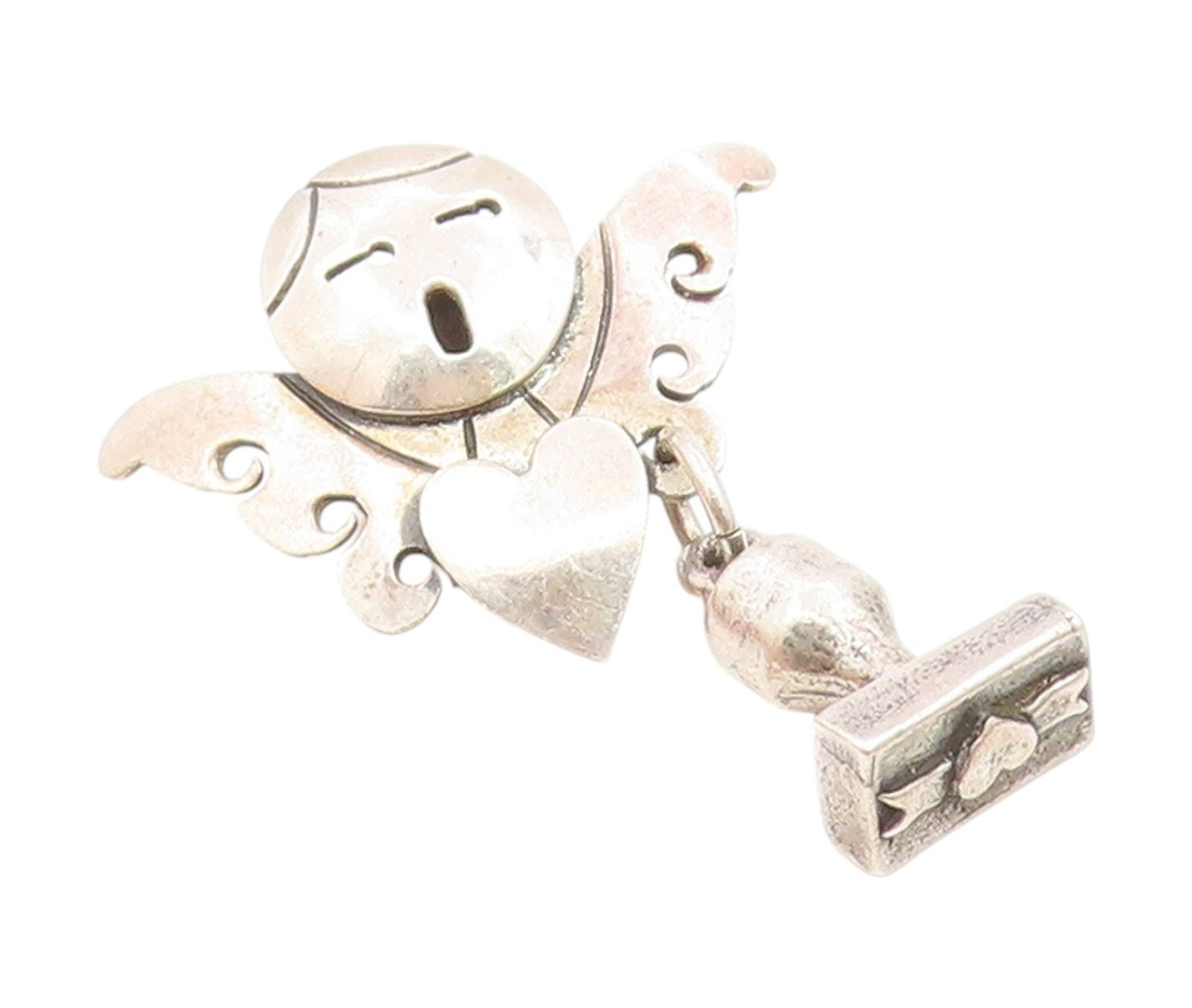 FAR FETCHED 925 Silver Vintage Angel With Love Heart & Trophy Pin  TR3411