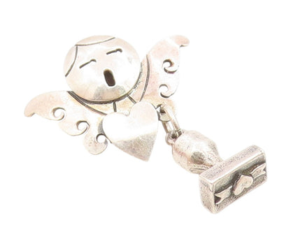 FAR FETCHED 925 Silver Vintage Angel With Love Heart & Trophy Pin  TR3411