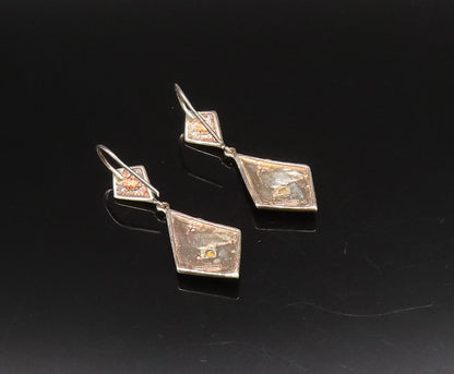 925 Silver  Vintage Cubic Zirconia Sun Motif Diamond Shaped Earrings  EG12227