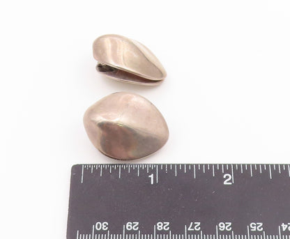 925 Sterling Silver Vintage Earrings Modernist Solid Dome Shape Clip On  EG14529