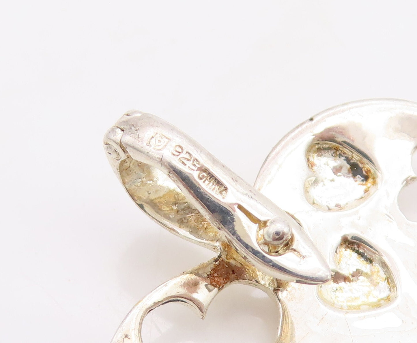 925 Sterling Silver Vintage Pendant Gold Plated Cutout Designer Heart  PT23513