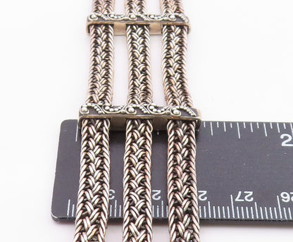 925 Sterling Silver Vintage Bracelet LOIS HILL Triple Strand Scroll Bar  BT12042