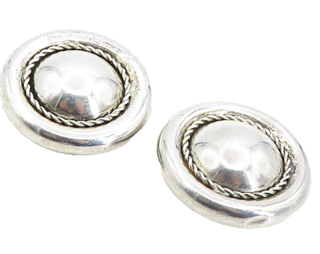 925 Sterling Silver   Vintage Round Twist Non Pierce Drop Earrings  EG4366