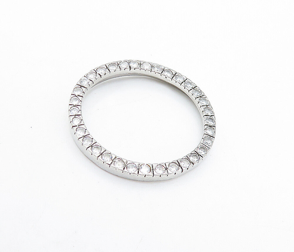 925 Sterling Silver  Vintage Shiny Topaz Open Circle Slide Pendant  PT5188