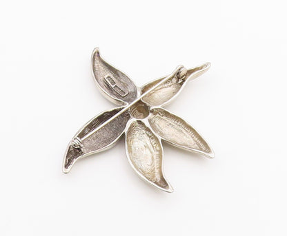 925 Sterling Silver  Vintage Shiny Curved Flower Brooch Pin  BP9488