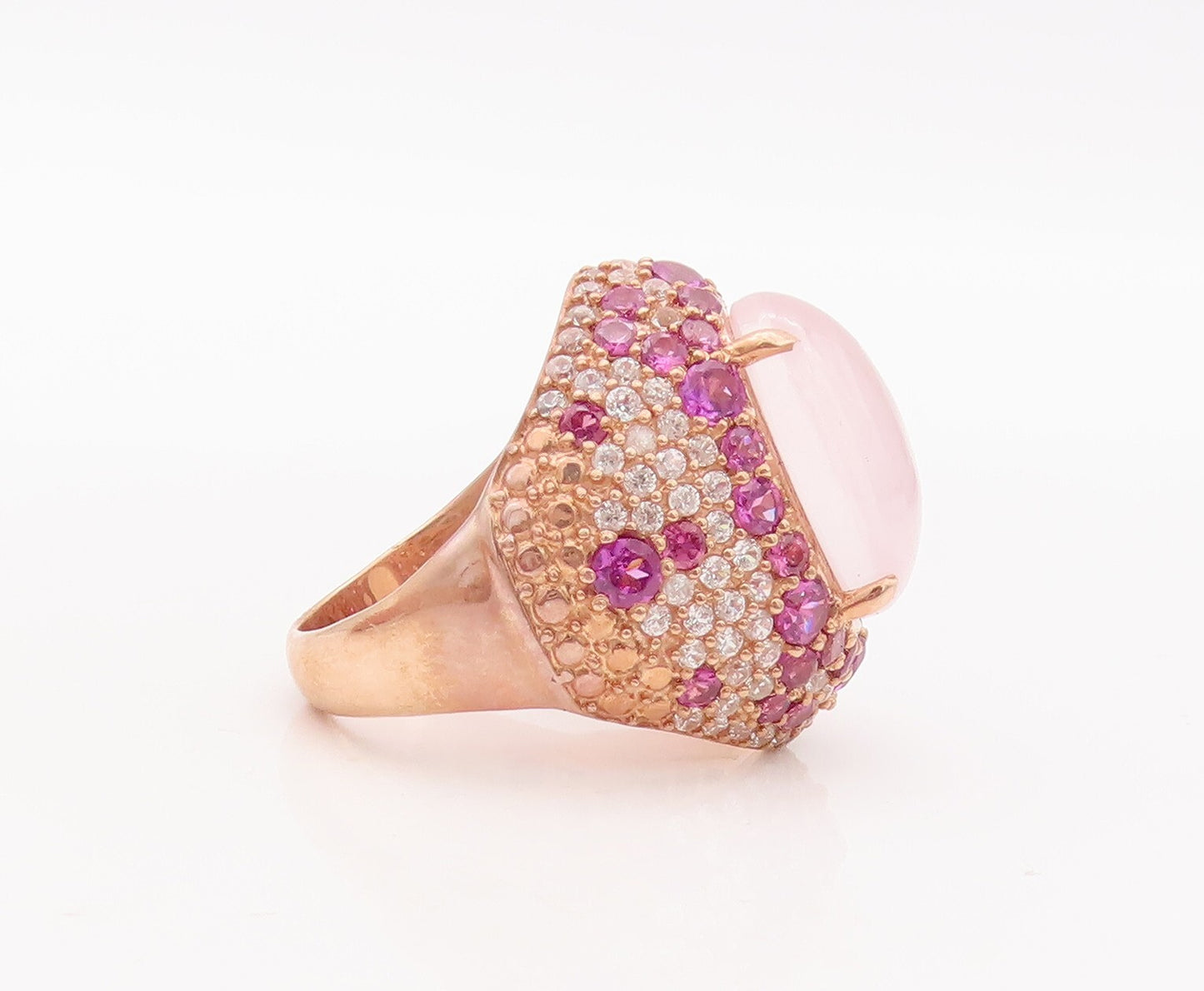 925 Sterling Silver Vintage Ring Rose Gold Plated Oval Gemstone  Sz 7  RG29323